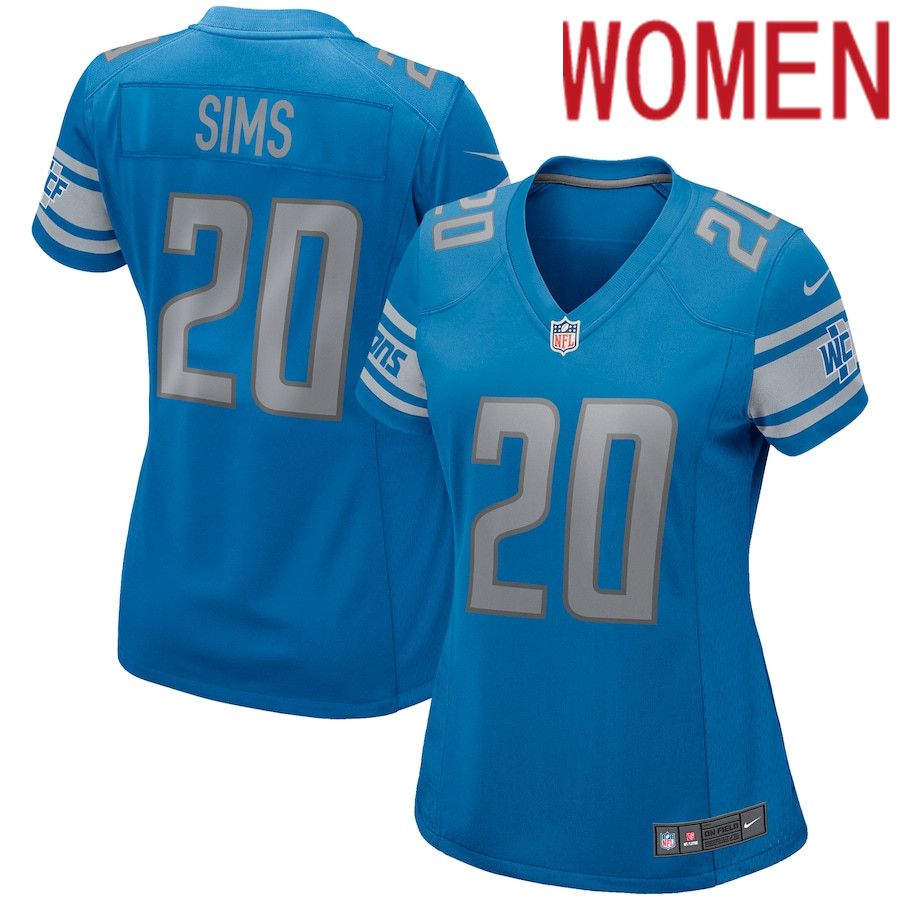 Women Detroit Lions #20 Billy Sims Nike Blue Game Retired Player NFL Jersey->women nfl jersey->Women Jersey